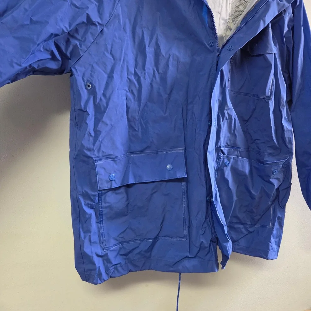 Red‎ Head Rain Jacket Blue Medium Vintage Hooded Waterproof Bass Pro Shops Mens